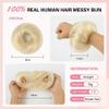 yanzhuen001 Bun Wig, Curly 100% Human Hair Fluffy Bun Scrunchies,Messy Bun Wig(White gold) view 2