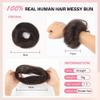 yanzhuen001 Bun Wig, Curly 100% Human Hair Fluffy Bun Scrunchies,Messy Bun Wig(Dark brown) view 2