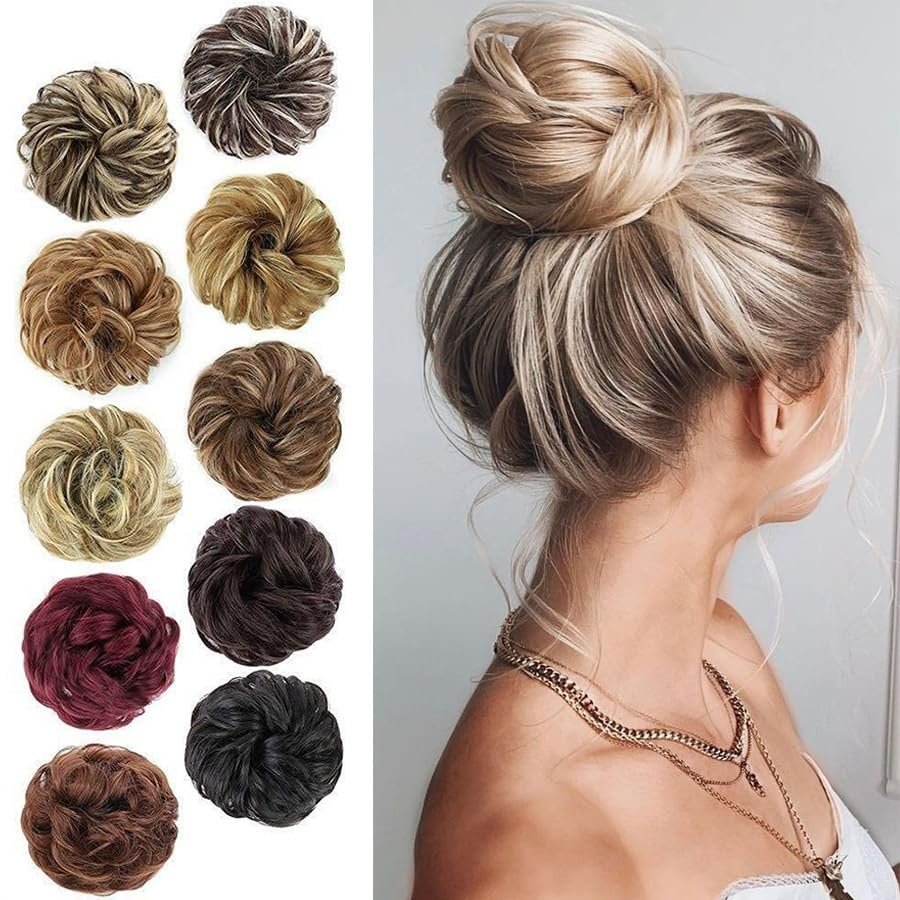 QIXUEZHENG Hair Bun, Silk Flower Hair Rings for Women - Fluffy Curly Hair Bands Women's(DARK Purple)
