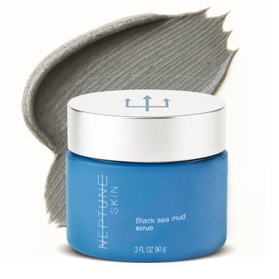 Neptune Black Sea Mud Scrub 3 Fl Oz | Deep Cleansing & Exfoliating Face Scrubber for Acne, Razor Bumps & Redness | Hydrates & Soothes Skin with 100% Natural, EWG Verified Ingredients