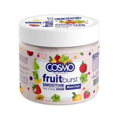 Cosmo Skin Care Premium Mixed Fruit Face & Body Scrub 500ml/16.9fl.oz, Smoothie, Moisturizes & Strengthens, Exfoliating, Youthful Glow, Facial Scrub, Face & Body Wash, All Skin Types, For Men & Women
