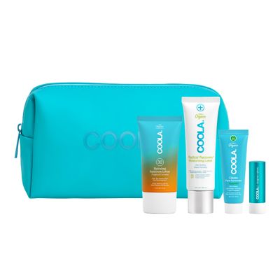 COOLA Organic Sunscreen and Lip Balm SPF 30 Sun Essentials Kit, Dermatologist Tested and TSA Approved, Vegan and Gluten Free, 4 Items Total