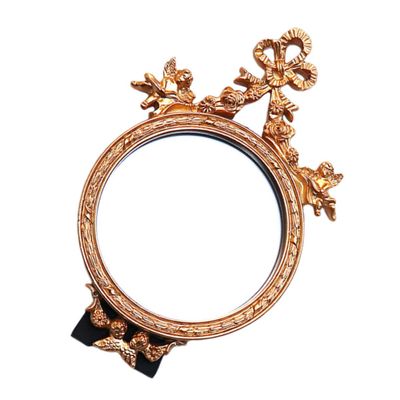 Ipetboom Vintage Princess Handheld Makeup Mirror Rose Pattern Tray Elegant Tabletop Dresser Mirror for Beauty Salons and Personal Use