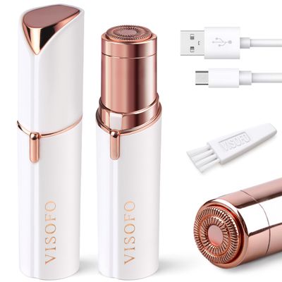 Facial Hair Removal for Women | Upper Lip Mustache Remover Device Face Shaver Woman Chin Peach Fuzz Electric Trimmer Dermaplane Female Razor Ladies Tweezers Lady Epilator Girls by VISOFO (White)