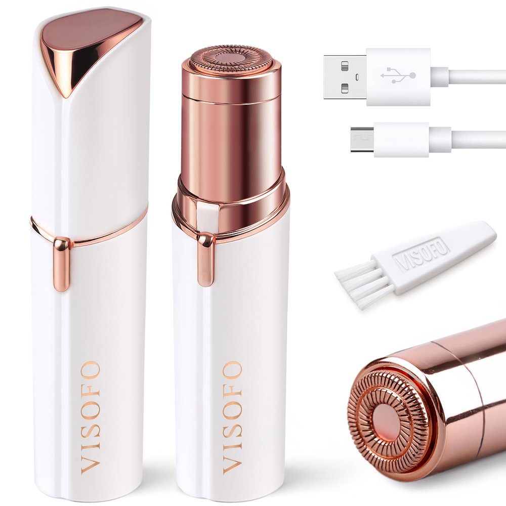 Facial Hair Removal for Women | Upper Lip Mustache Remover Device Face Shaver Woman Chin Peach Fuzz Electric Trimmer Dermaplane Female Razor Ladies Tweezers Lady Epilator Girls by VISOFO (White)