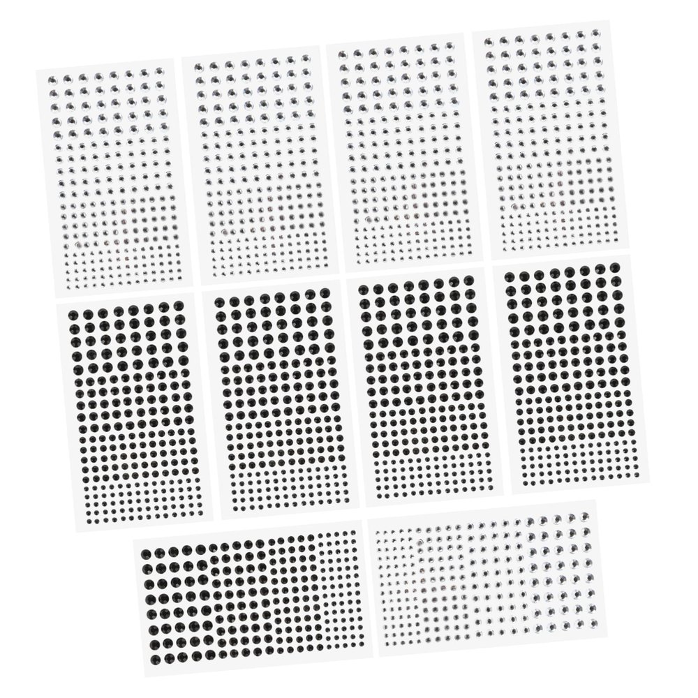 Artibetter 10pcs Self-Adhesive Body Gems Stickers for Face Eyes Nails Sparkling Rhinestone Decorations for Makeup Parties Festivals Unique Accessories White Black