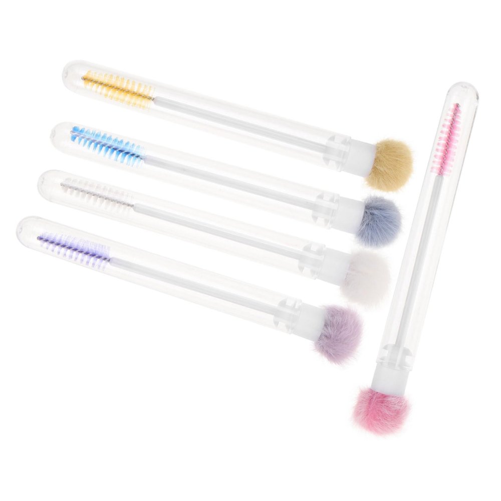 NULYLU 5pcs Eyelash Applicator Brushes with Handle Portable Makeup Tool for Eyebrow and Eyelash Grooming Lightweight and Design for