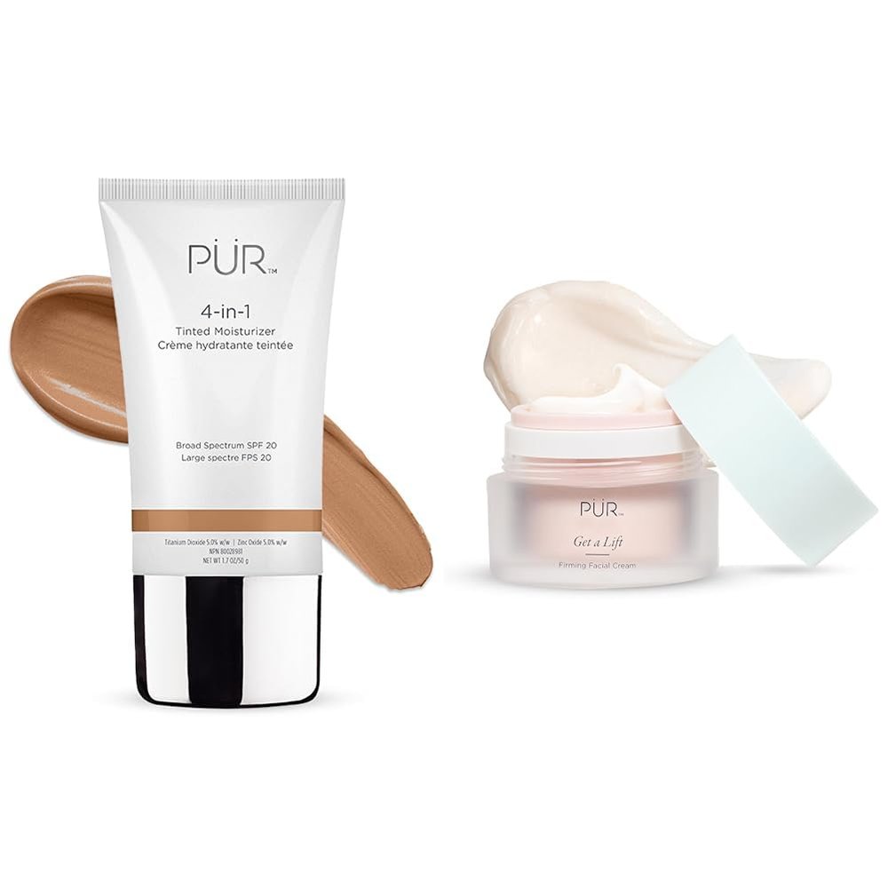 purcosmetics PR MINERALS 4-in-1 Tinted Moisturizer & Firming Facial Cream Bundle, Medium