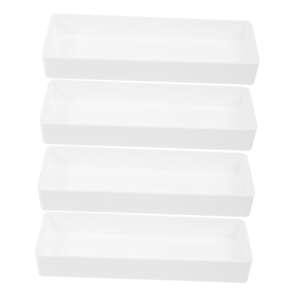 ABOOFAN 4pcs White Plastic Drawer Organizer Open Storage Boxes for Easy Access for Home Office and Bathroom Organization and Easy to Clean