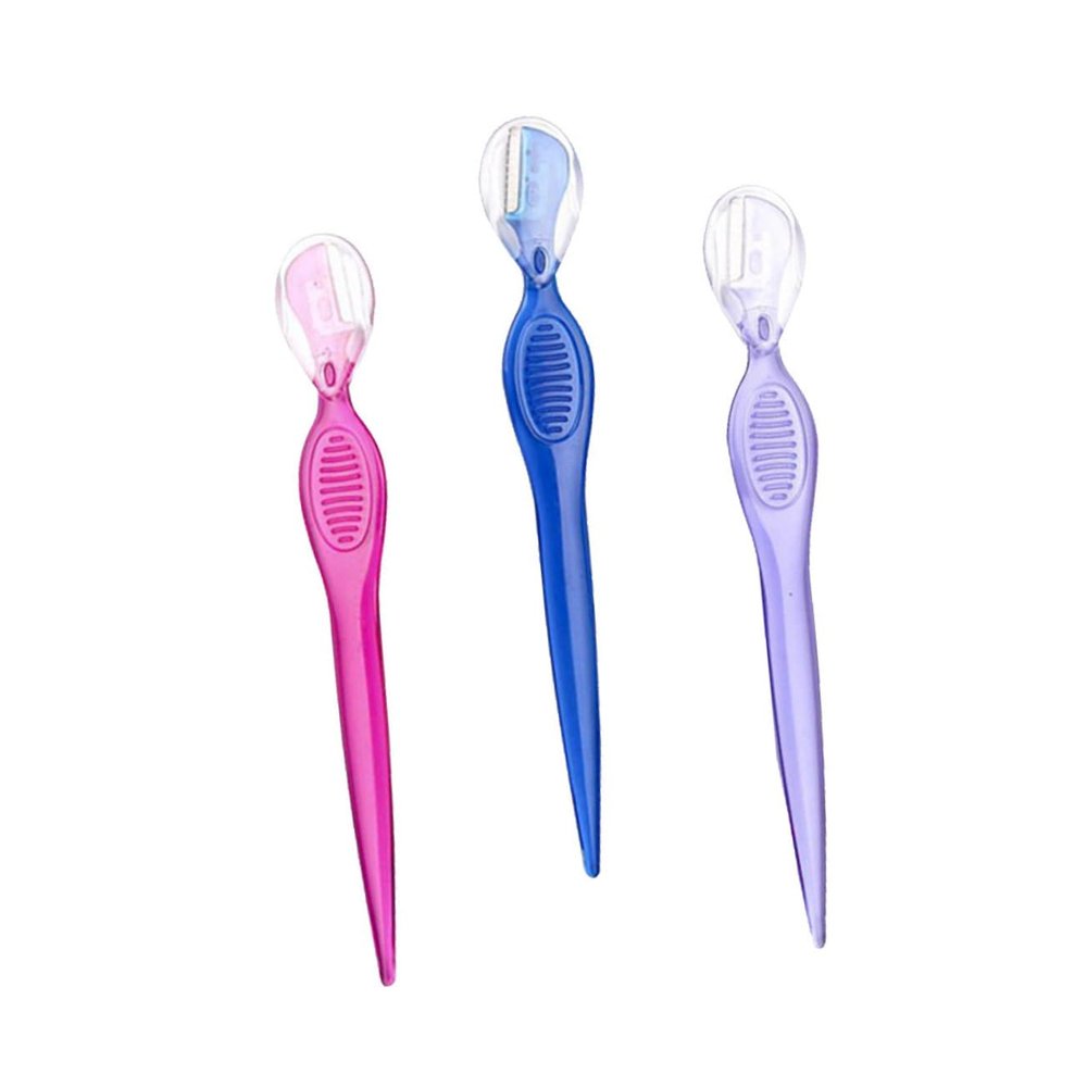 DECORNIJIA 3pcs Eyebrow Trimmers for Women Stainless Steel Facial Razors Beauty Makeup Tools Easy to Clean Travel-Friendly