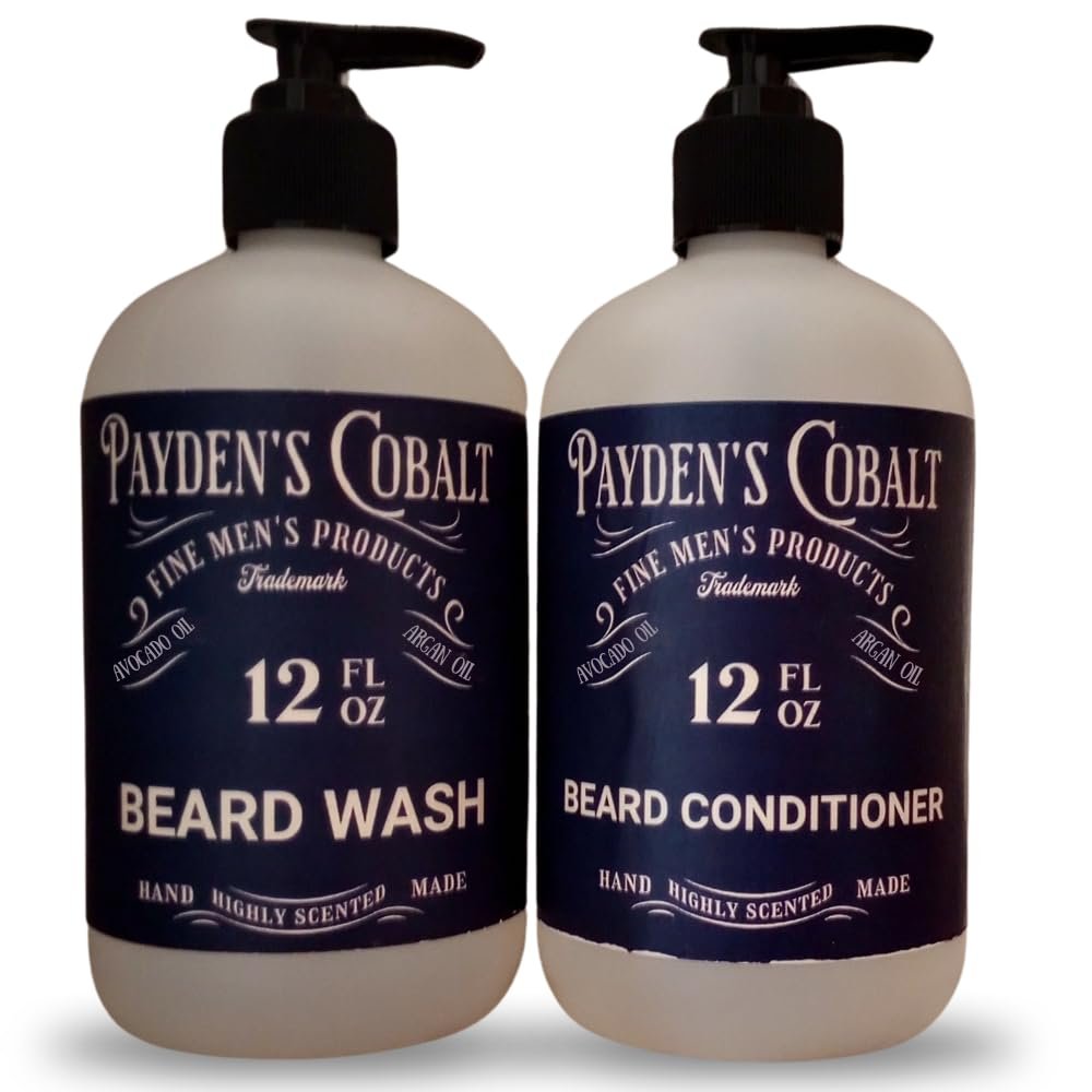 Payden's Cobalt Cedar & Leather For Men Scented Beard Wash and Conditioner Set