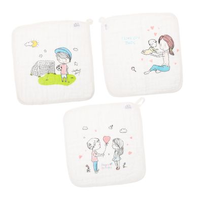 Abaodam 3pcs Washcloths Soft Towels for Face Hand Cleaning Reusable Burp Cloth for Boys and Girls