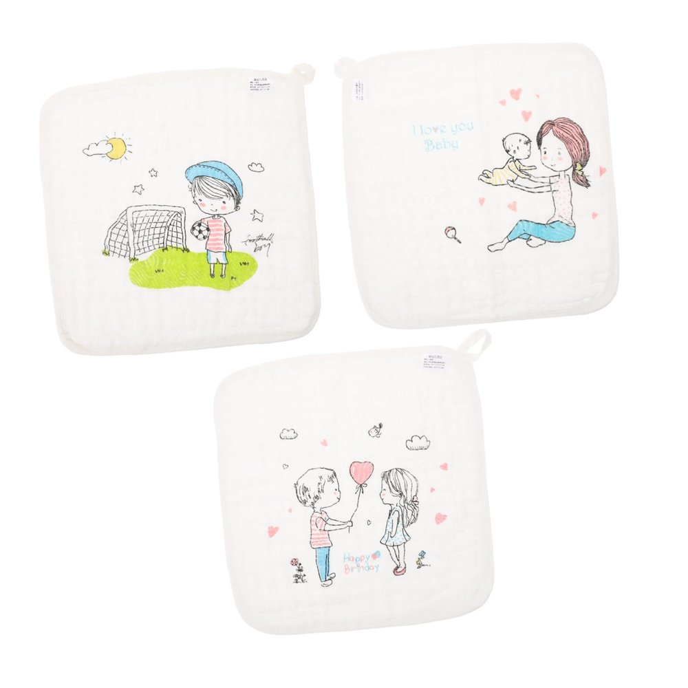 Abaodam 3pcs Washcloths Soft Towels for Face Hand Cleaning Reusable Burp Cloth for Boys and Girls