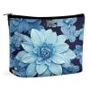 DMHVGEW Cosmetic Bag for Women Makeup Bag Organizer Mini Makeup Pouch for Purse Blue Flower Printed Portable Cosmetic Pouch view 1