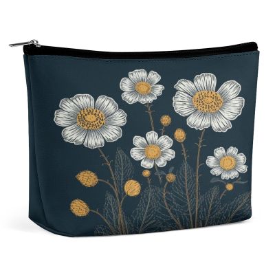 DMHVGEW Cosmetic Bag for Women Makeup Bag Organizer Mini Makeup Pouch for Purse Three White Flowers-png Printed Portable Cosmetic Pouch