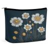 DMHVGEW Cosmetic Bag for Women Makeup Bag Organizer Mini Makeup Pouch for Purse Three White Flowers-png Printed Portable Cosmetic Pouch view 1