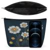 DMHVGEW Cosmetic Bag for Women Makeup Bag Organizer Mini Makeup Pouch for Purse Three White Flowers-png Printed Portable Cosmetic Pouch view 3
