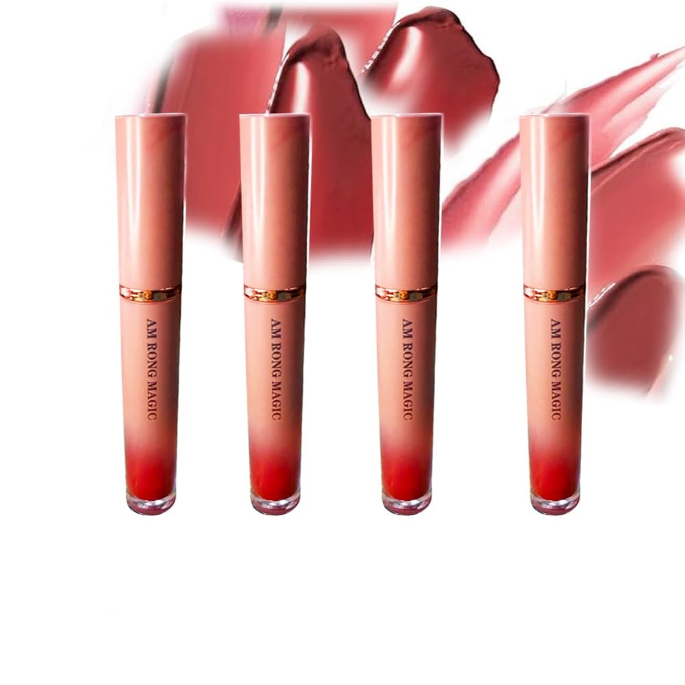 AM RONG MAGIC 4 Pcs Lip Gloss Collection, Shimmery Lip Glosses for Women and Girls, Long Lasting Lip Gloss Set with Rich Varied Colors, Bold to Neutral Lipstick