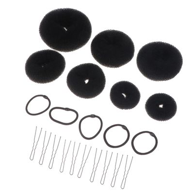 Happyyami 22pcs Hair Updo Bun Kit Hair Styling Clips Elastic Ropes U-shaped for Elegant Hairstyles for Dance and Everyday Use Black