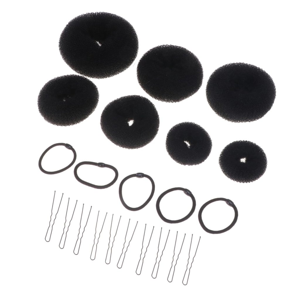 Happyyami 22pcs Hair Updo Bun Kit Hair Styling Clips Elastic Ropes U-shaped for Elegant Hairstyles for Dance and Everyday Use Black