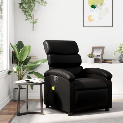 KCCKOM Massage Recliner Chair Black Faux Leather Armchairs