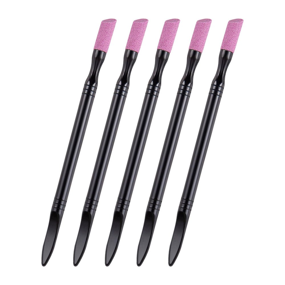 5 Pcs Double Headed Cuticle File Stone Quartzs Stone Nails File Cuticle Pusher Nails Grinding Pen Cuticle Remover Tool