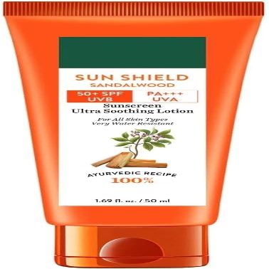 AM Sandalwood 50+SPF Sunscreen Ultra Soothing FACE Lotion for All Skin Types