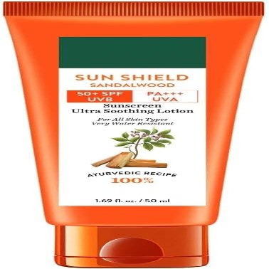 AM Sandalwood 50+SPF Sunscreen Ultra Soothing FACE Lotion for All Skin Types