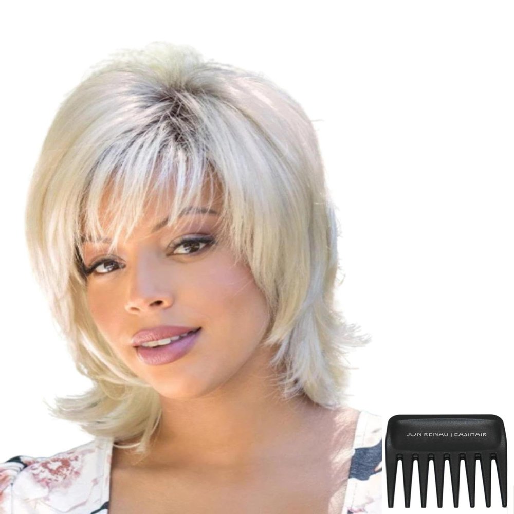 Bundle - 3 Items: Storm Wig by Noriko, Christy's Wigs Q & A Booklet & Wide Tooth Comb - Color: Frosti Blond