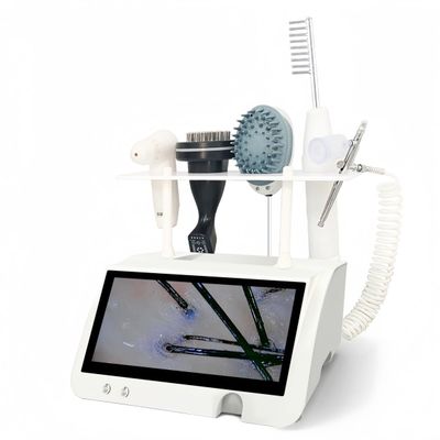 5-in-1 Hair & Scalp Care System - with Magnifying Lens, Massage Brush, Vibrating Comb, Relaxation Head & Refreshing Spray - Personal Grooming Device for Home Salon Use