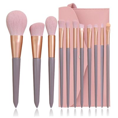 DUYHBAWRS 11 Pieces of Milk Tea Powder Makeup Brush Set Eye Shadow Brush Complete Set of Beauty Tools