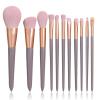 DUYHBAWRS 11 Pieces of Milk Tea Powder Makeup Brush Set Eye Shadow Brush Complete Set of Beauty Tools view 2