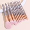 DUYHBAWRS 11 Pieces of Milk Tea Powder Makeup Brush Set Eye Shadow Brush Complete Set of Beauty Tools view 3