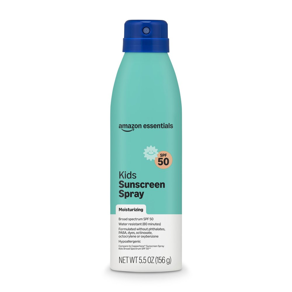 Amazon Essentials Kids Sunscreen Spray, SPF 50, Water Resistant 80 Minutes, Hypoallergenic, 5.5 oz, Pack of 1