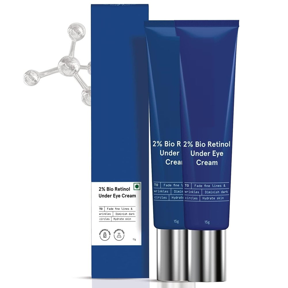 AM 2% Bio Retinol Under Eye Cream for Women | Helps to Reduce Dark Circles, Fine Lines & Wrinkles, Puffed Eyes | Pack of 2 | 30 Grams