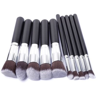 10 Pcs Makeup Brushes Set Cosmetics Foundation Blending Blush Tool Powder Eyeshadow Cosmetic(Argento)
