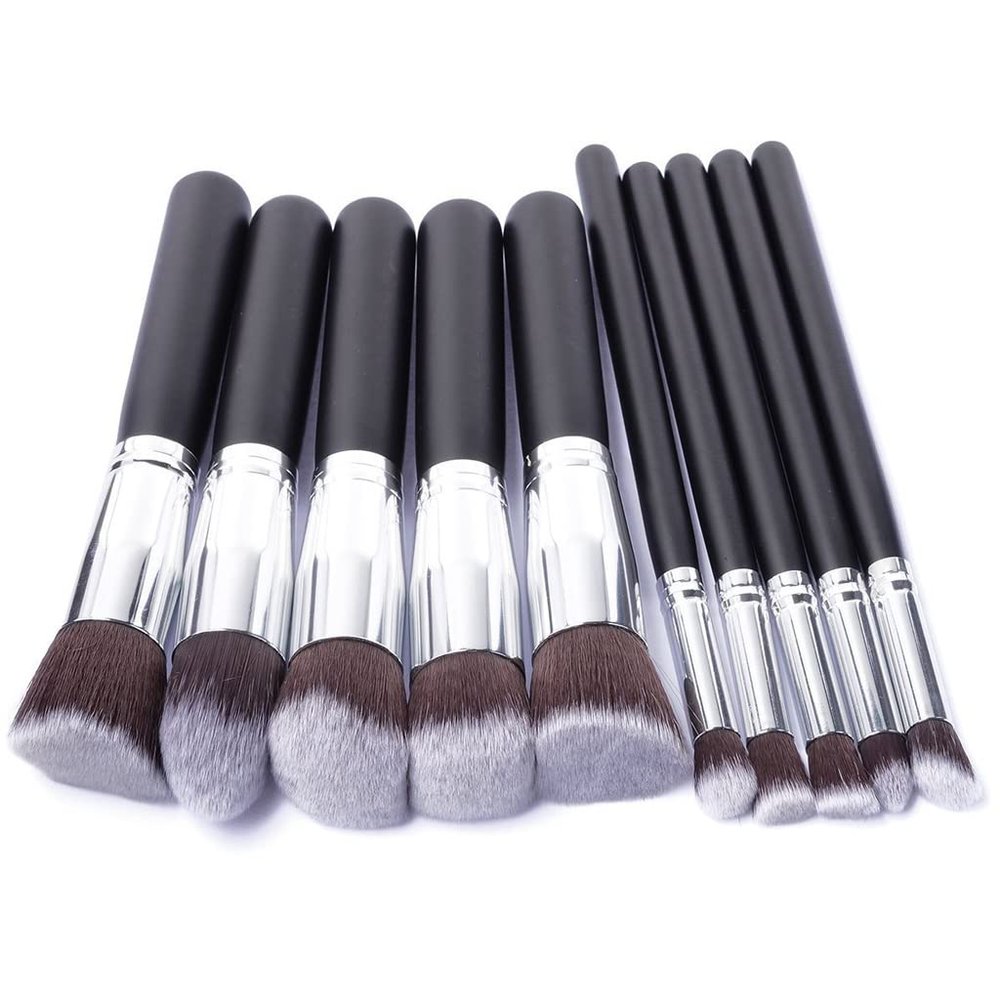10 Pcs Makeup Brushes Set Cosmetics Foundation Blending Blush Tool Powder Eyeshadow Cosmetic(Argento)