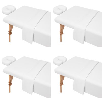 4 Sets Microfiber Massage Table Sheets Set 3 Piece Set Includes Premium Massage Table Cover Fitted Sheet and Fitted Face Rest Cover (White)