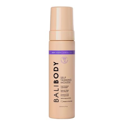 Bali Body Deep Violet Self Tanning Mousse  Self Tanner Mousse Violet-Based Formula for Dark, Fake Tan with Olive Undertones  Hydrating, Sunless Tanner for Sensitive Skin  200ml / 6.7fl oz