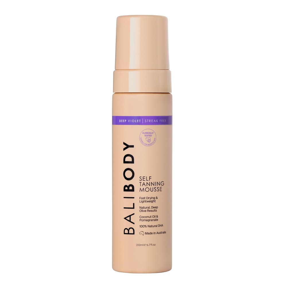 Bali Body Deep Violet Self Tanning Mousse  Self Tanner Mousse Violet-Based Formula for Dark, Fake Tan with Olive Undertones  Hydrating, Sunless Tanner for Sensitive Skin  200ml / 6.7fl oz