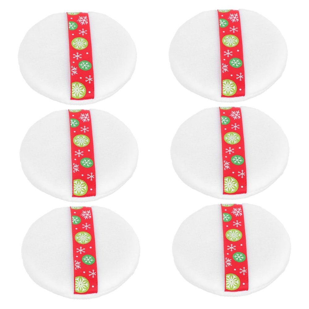 Healvian 6pcs Christmas Beauty Powder Puff Soft Makeup Applicators for Foundation Blush and Highlighter Gentle Skin-friendly Design for Application for Holidays and Special Occasions