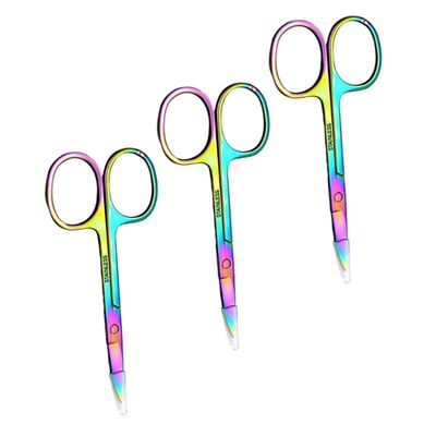 FOYTOKI 3pcs Ergonomic Eyebrow Scissors Precision Trimmer for Men Stainless Steel Eyebrow Shears