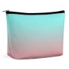 Makeup Bag for Women, Modern Aqua and Coral Gradient Cosmetic Case Adorable Roomy Zipper Pouch Portable Travel Organizer Accessories view 1