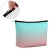 Makeup Bag for Women, Modern Aqua and Coral Gradient Cosmetic Case Adorable Roomy Zipper Pouch Portable Travel Organizer Accessories view 4