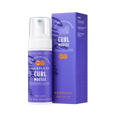 Hairplexx Curl Mousse for Wavy & Curly Hair Lightweight, No-Crunch Curl Definition, Anti-Frizz Moisture Lock & Shine with Castor Oil, UV & Heat Protectant, 5.07 oz