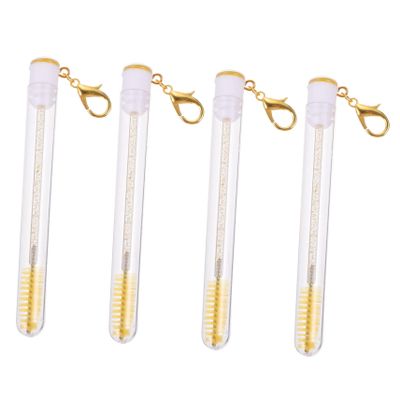 BAZEITFLOW 4pcs Eyelash Brush Keychain Reusable Lash Applicator Rem Beauty Makeup Tools