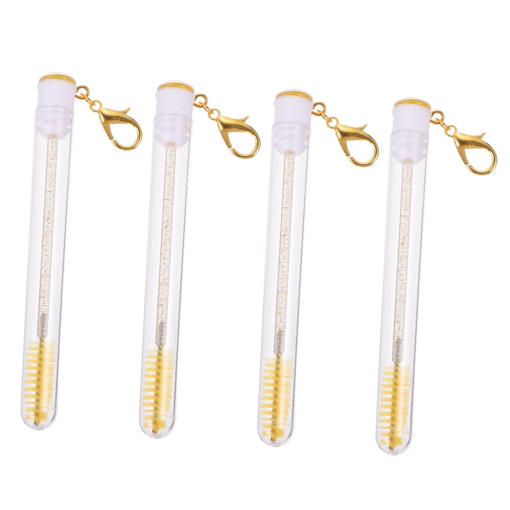 BAZEITFLOW 4pcs Eyelash Brush Keychain Reusable Lash Applicator Rem Beauty Makeup Tools