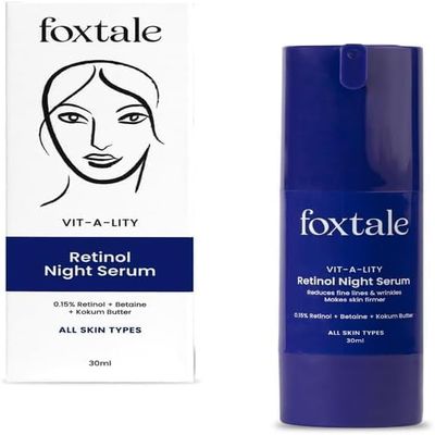 Fox'tle 0.15% Beginner Friendly Retinol Night Serum | Anti-Aging Night Cream | Reduces Fine Lines and Wrinkles | No Purging | For Younger-looking Skin | Men & Women | All Skin Types - 30 ml