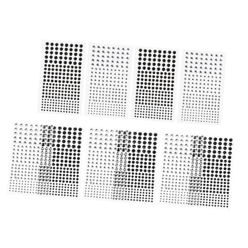 Angoily 10pcs Self-Adhesive Crystal Gems for Decoration Shimmering Rhinestones for Halloween Parties Festivals and Costumes Versatile Eye and Nail Stickers White Black