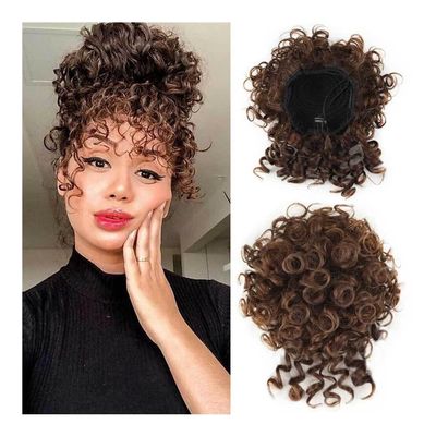 Hair Bun, Synthetic Drawstring Hair Bun Scrunchie for Women Curly Wave Updo Extensions,for Daily Wear(White)